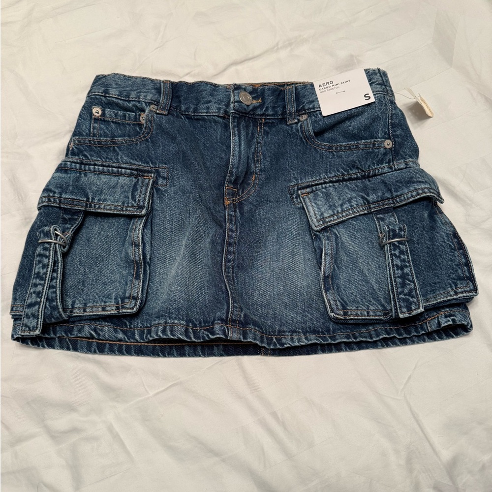 Denim Cargo Mini Skirt with Pockets